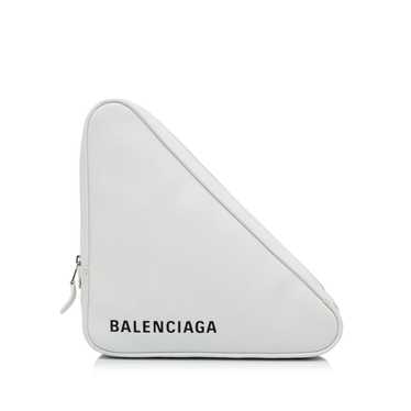 Pre-owned Balenciaga 2017 Triangle Logo-print Clutch Bag In 蓝色 | ModeSens