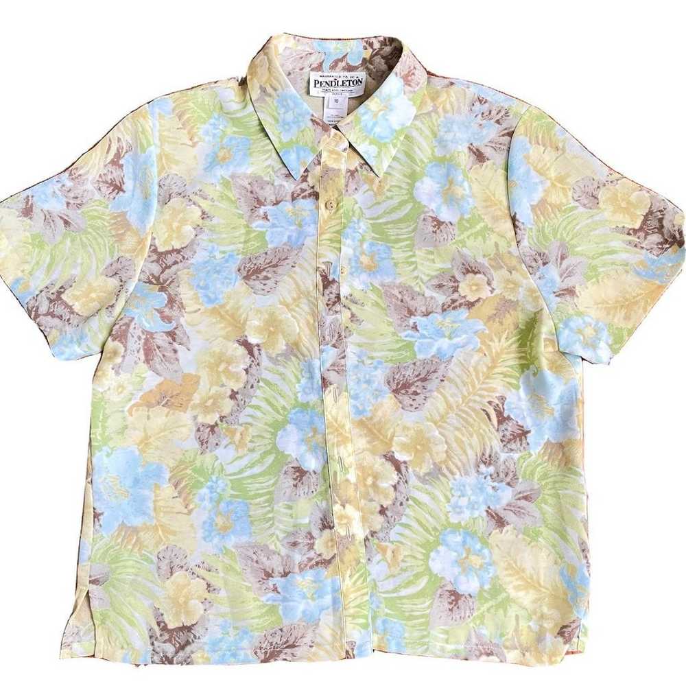 Pendleton Floral Hawaiian Short Sleeve Shirt. Lig… - image 1