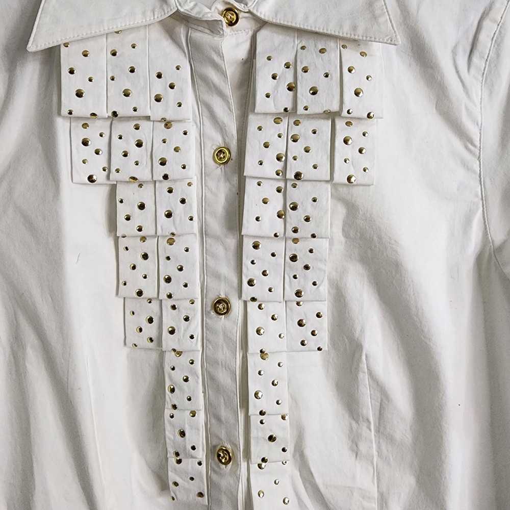 Diane Gilman Vintage White Shirt with Gold Studde… - image 2