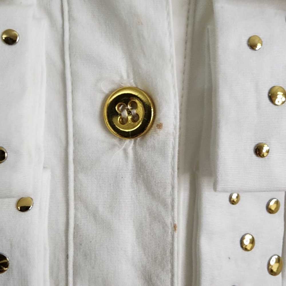 Diane Gilman Vintage White Shirt with Gold Studde… - image 3