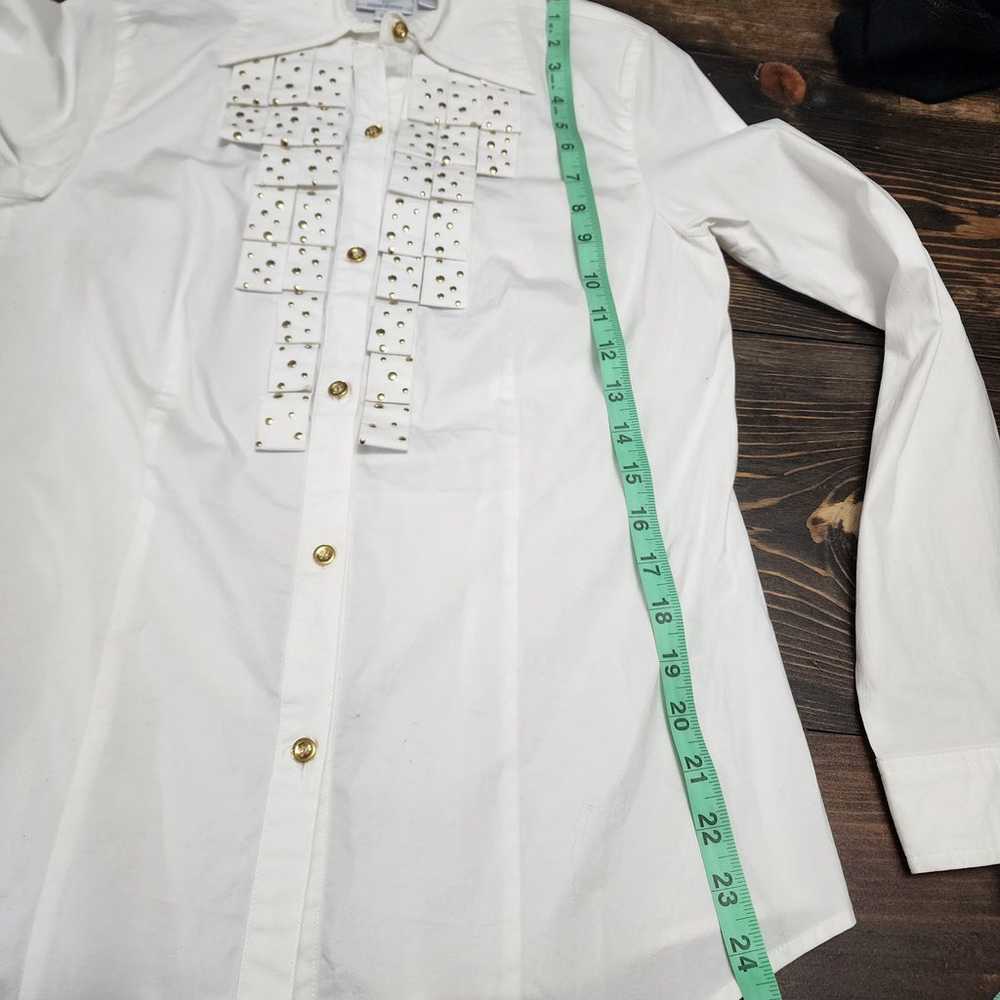 Diane Gilman Vintage White Shirt with Gold Studde… - image 7