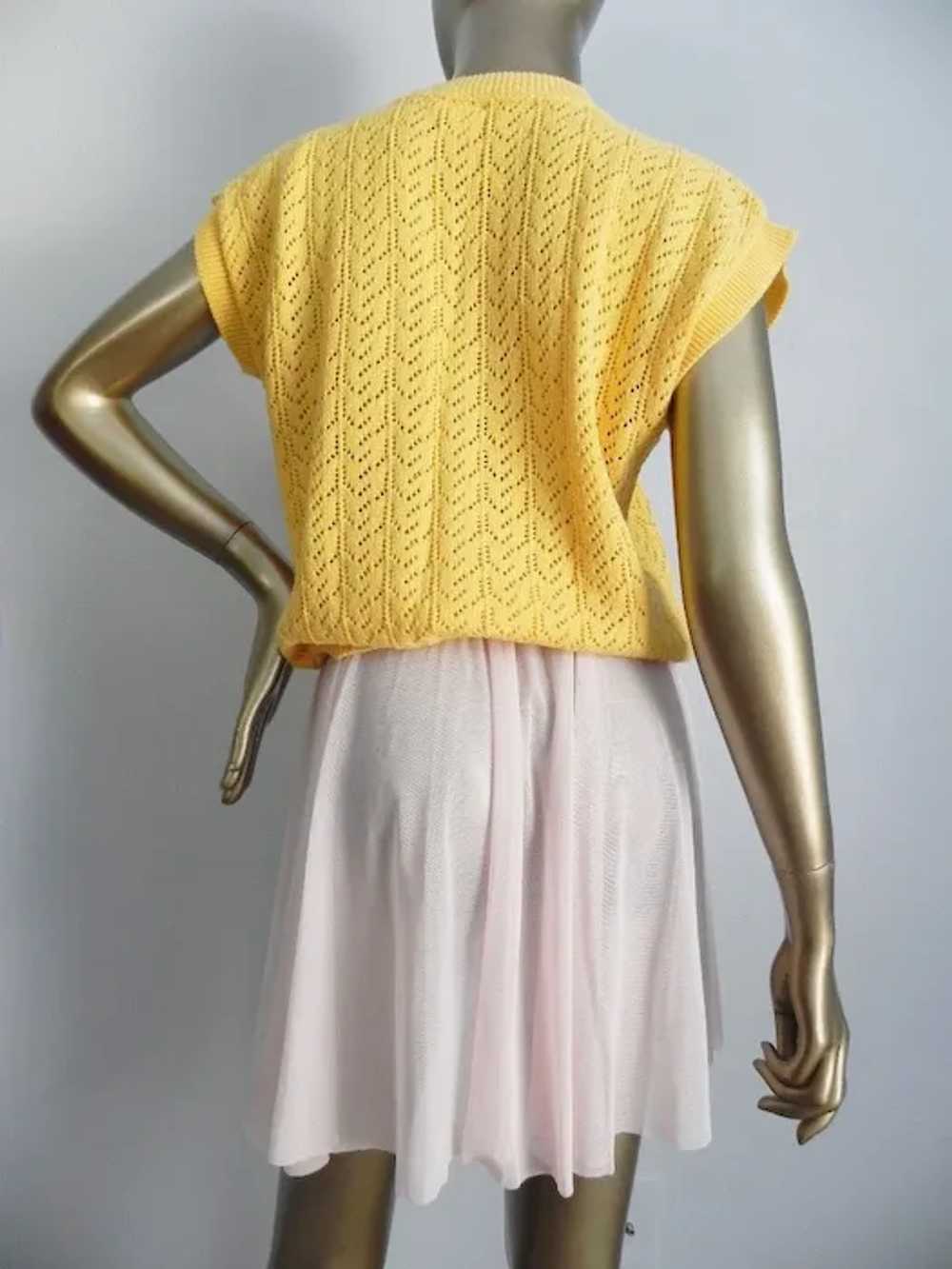 Vintage yellow knit top \ chevron knit \ cotton s… - image 4