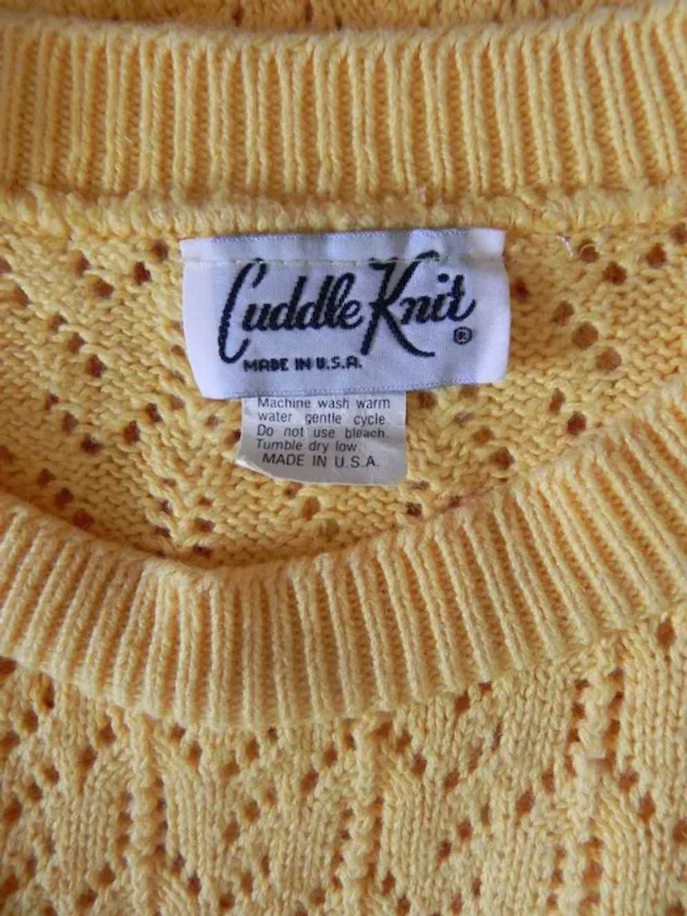 Vintage yellow knit top \ chevron knit \ cotton s… - image 6