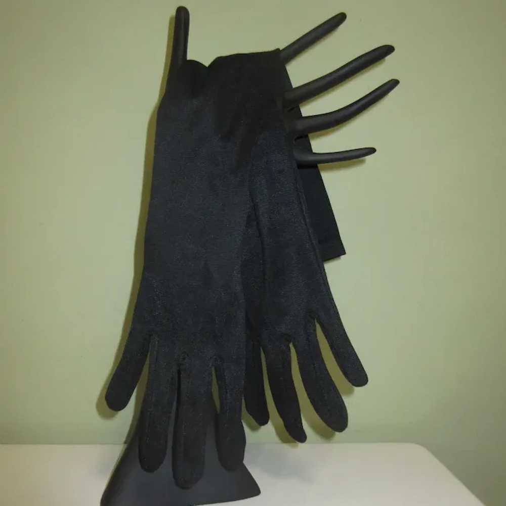 Vintage Black Gloves, Elbow Length Evening Gloves… - image 3