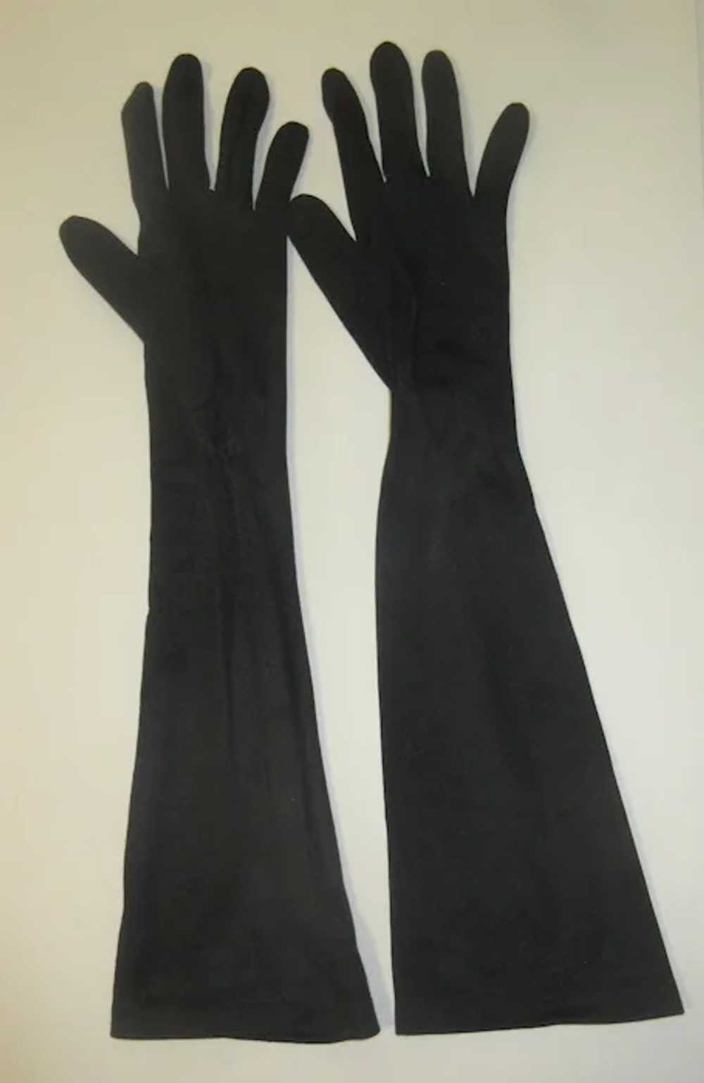 Vintage Black Gloves, Elbow Length Evening Gloves… - image 4