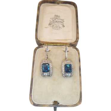 Sterling Silver Earrings with Synthetic Sapphire B