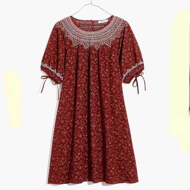 Madewell rust red floral embroidered cotton dress… - image 1