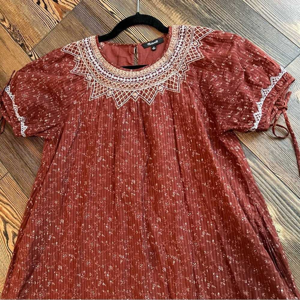 Madewell rust red floral embroidered cotton dress… - image 5