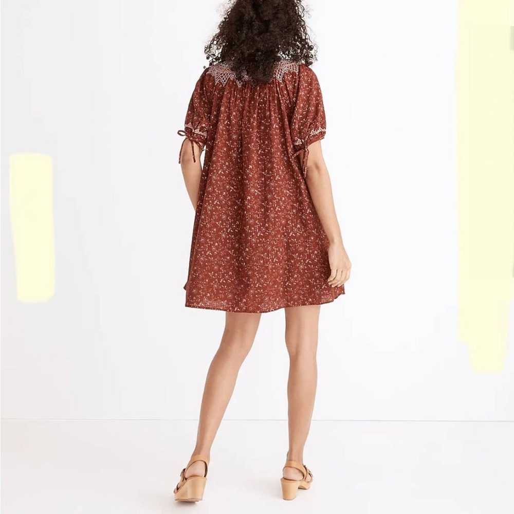 Madewell rust red floral embroidered cotton dress… - image 6