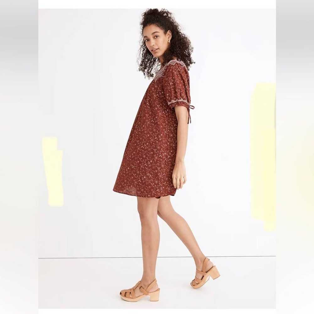 Madewell rust red floral embroidered cotton dress… - image 7
