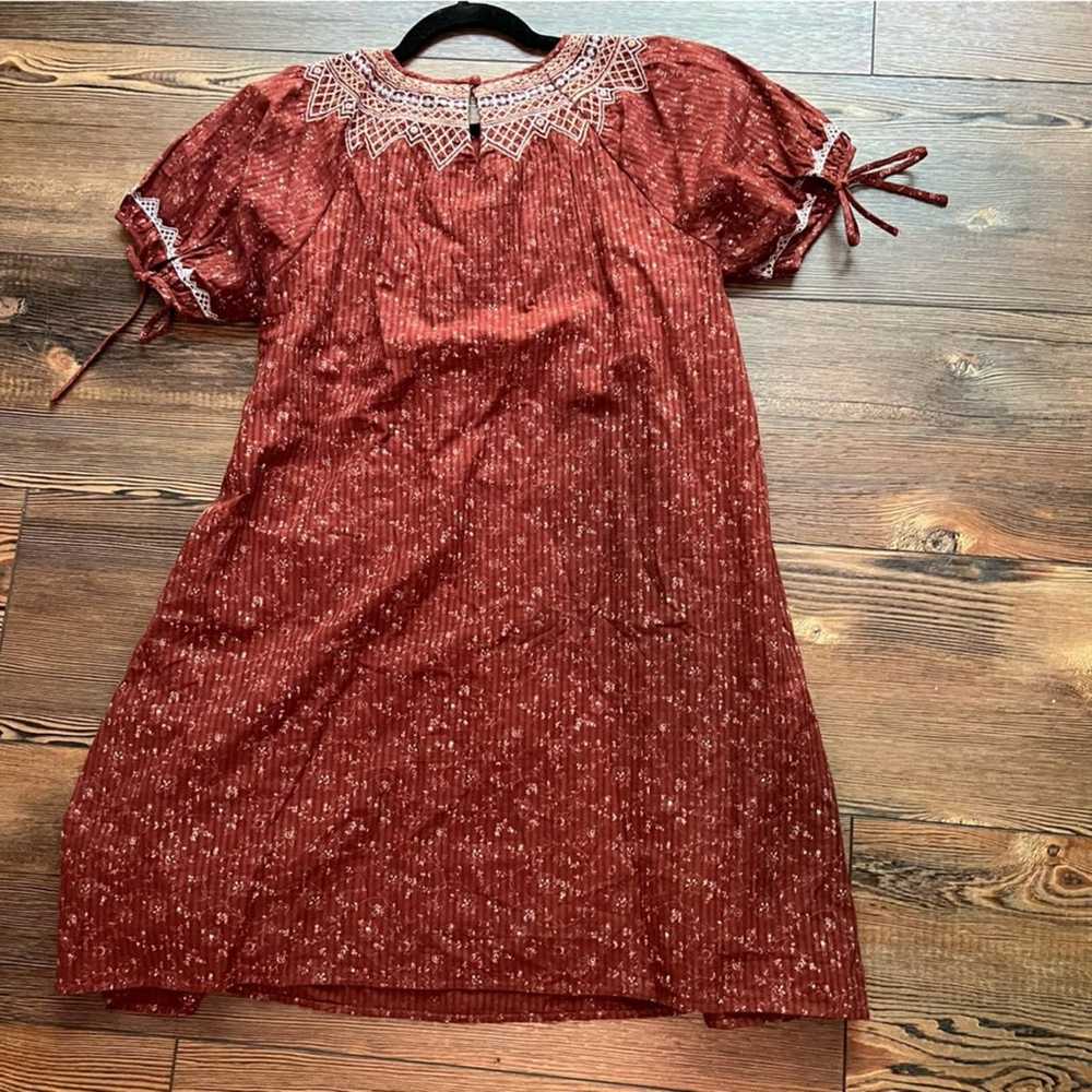 Madewell rust red floral embroidered cotton dress… - image 9