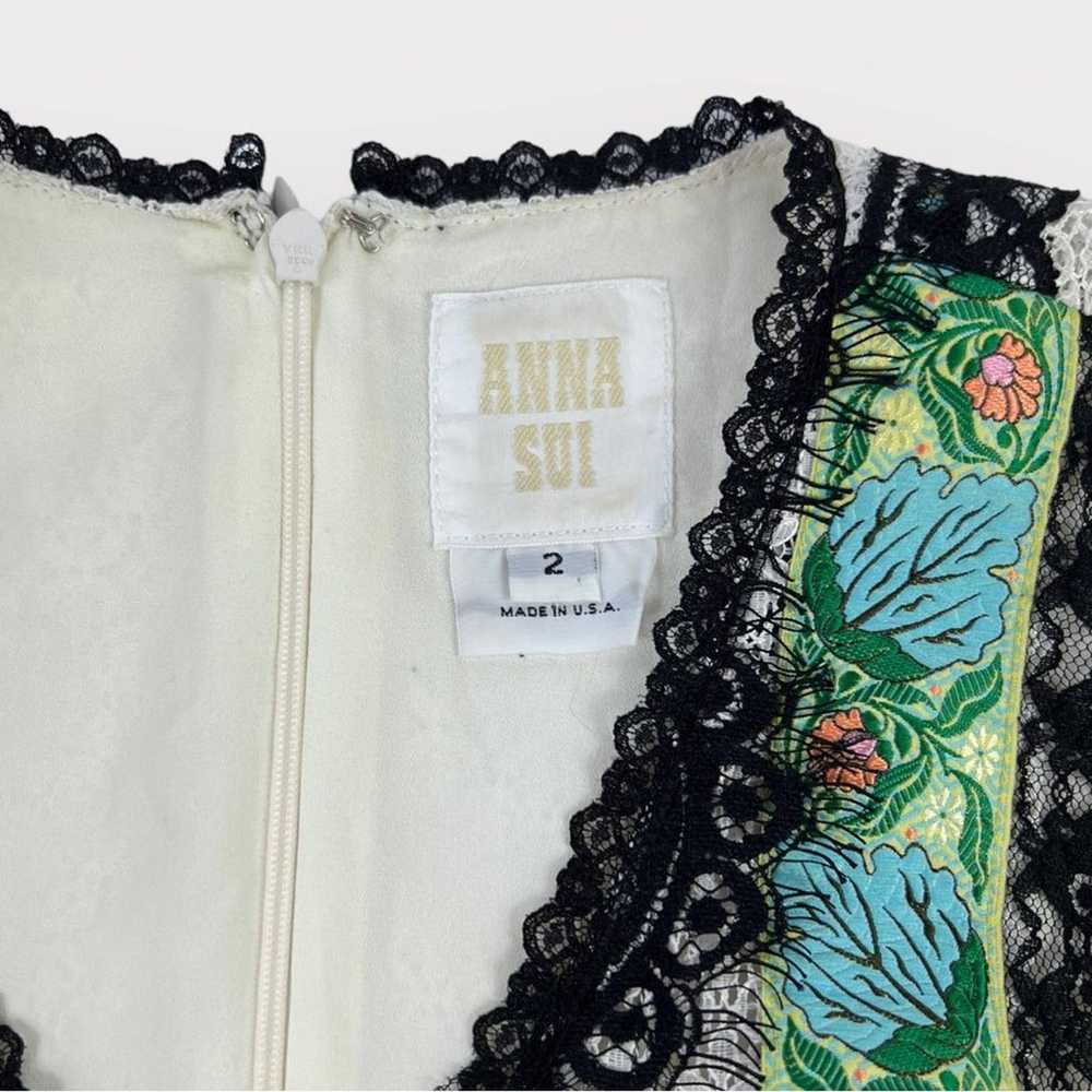 Anna Sui Ivory Lace Floral Print Sleeveless Dress… - image 4
