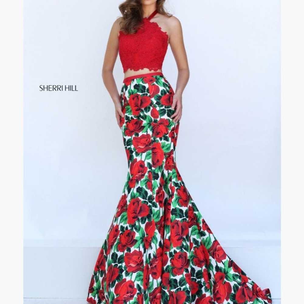 Sherri Hill Floral Red Dress - image 1