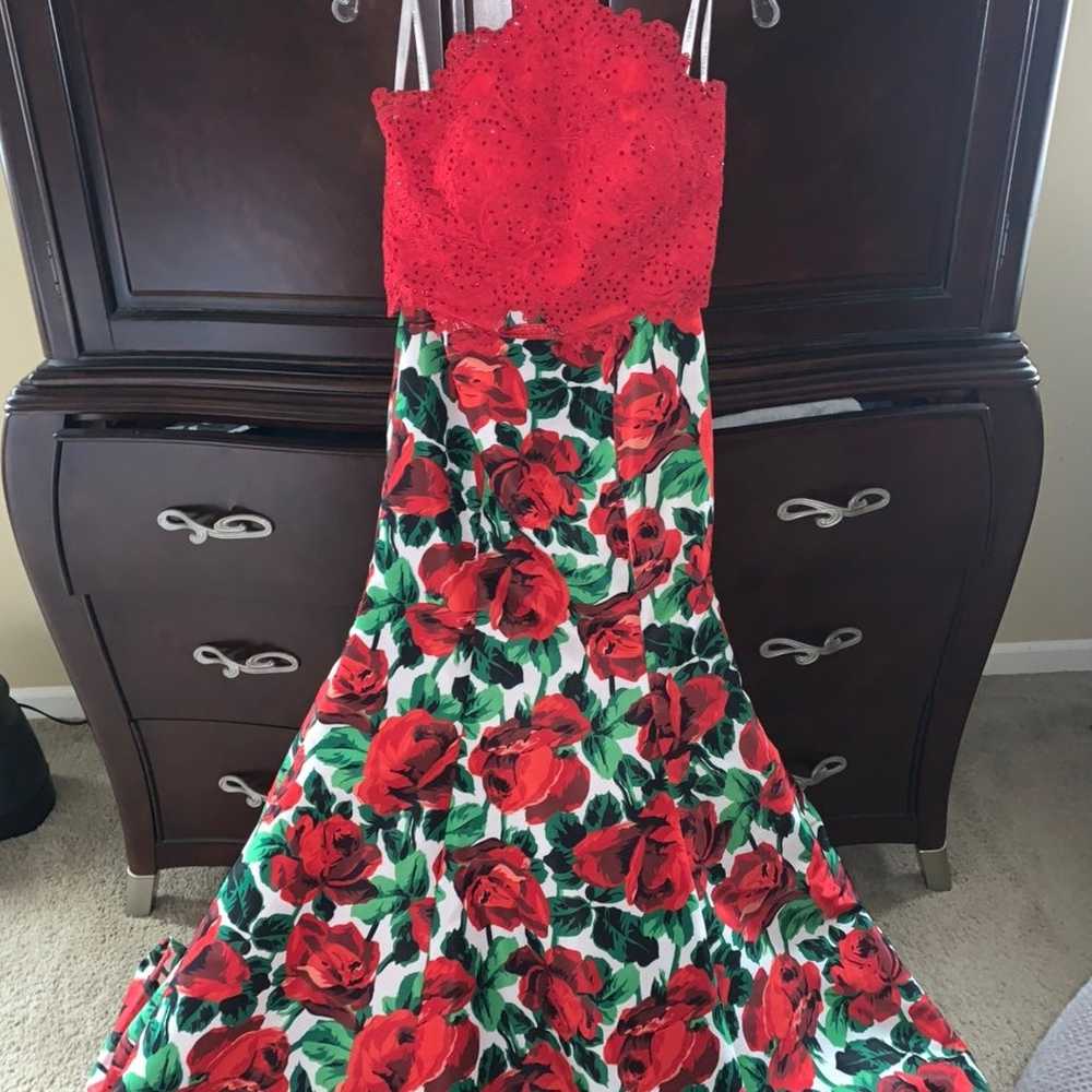 Sherri Hill Floral Red Dress - image 4