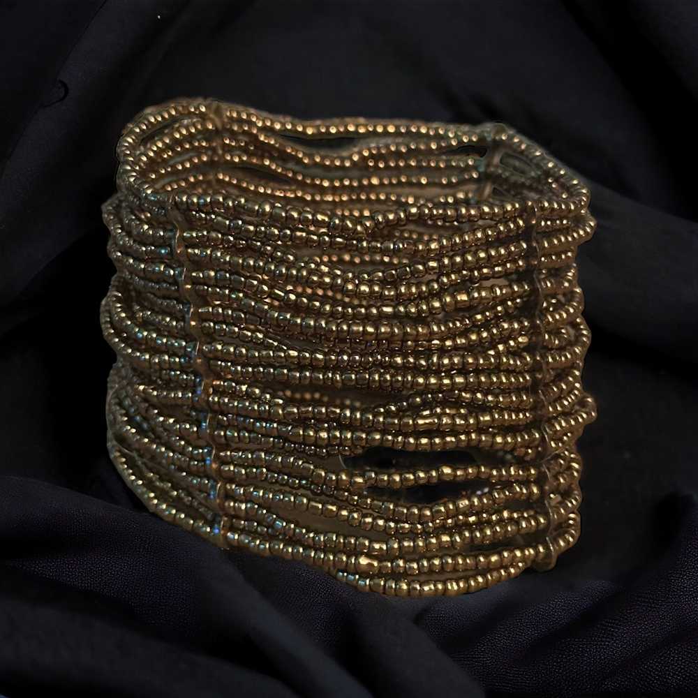 Other Multi strand metallic gold seed bead stretc… - image 1