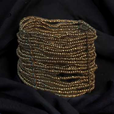 Other Multi strand metallic gold seed bead stretc… - image 1