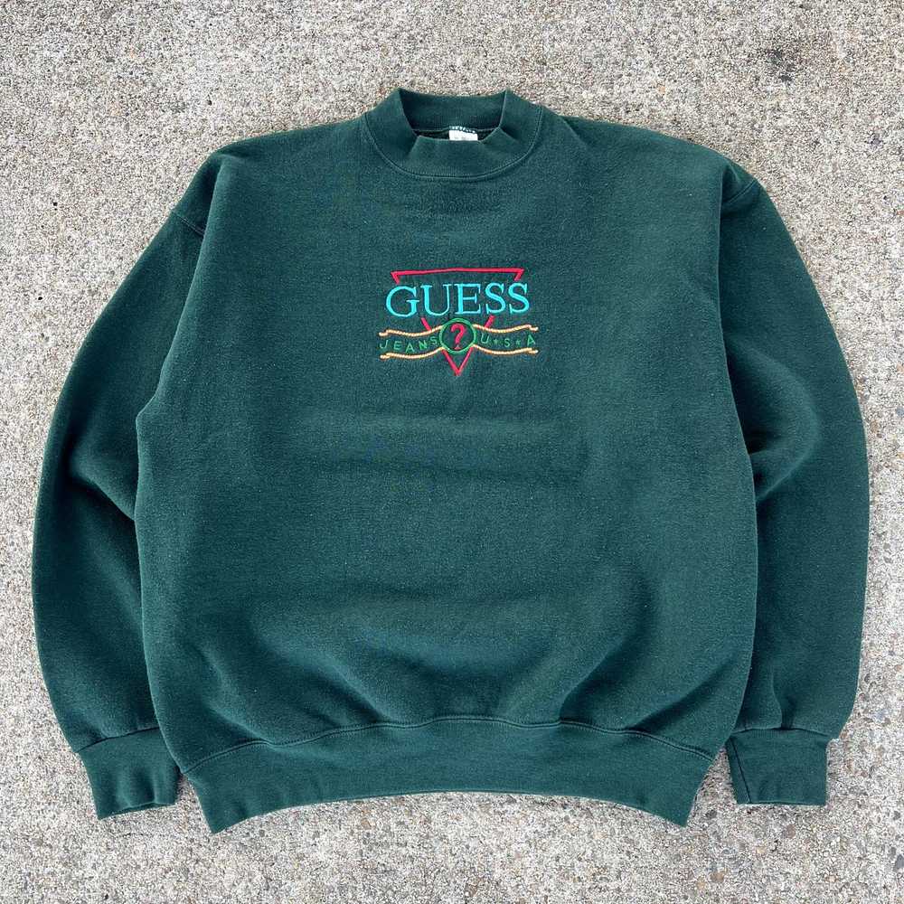 Vintage Guess Jeans USA Green Embroidered Sweatsh… - image 1