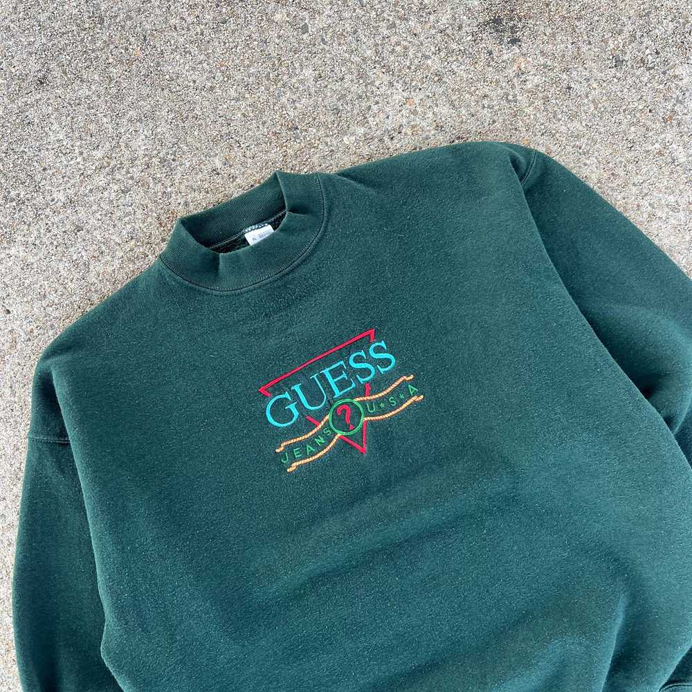 Vintage Guess Jeans USA Green Embroidered Sweatsh… - image 2