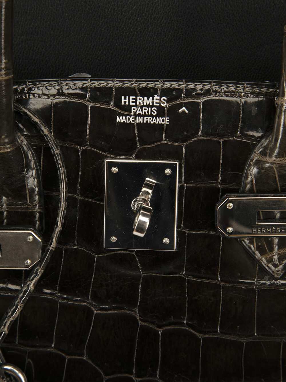 Hermes 2005 Brown Gris Foncé Shiny Porosus Crocs … - image 7