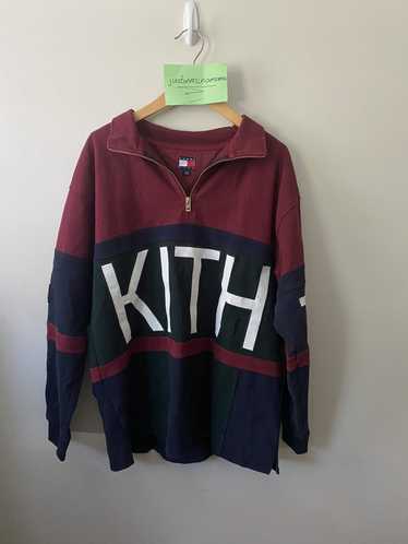 Kith Quarter Zip Collared Shirt Navy/Red