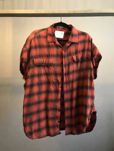 R13 Oversized cut off shirt - red plaid