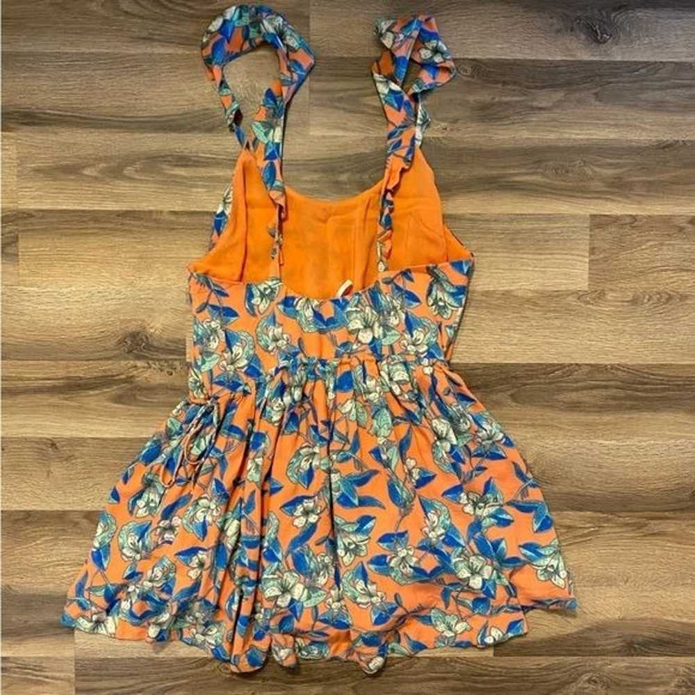 Free People Orange/Blue Floral Mini Dress - image 2