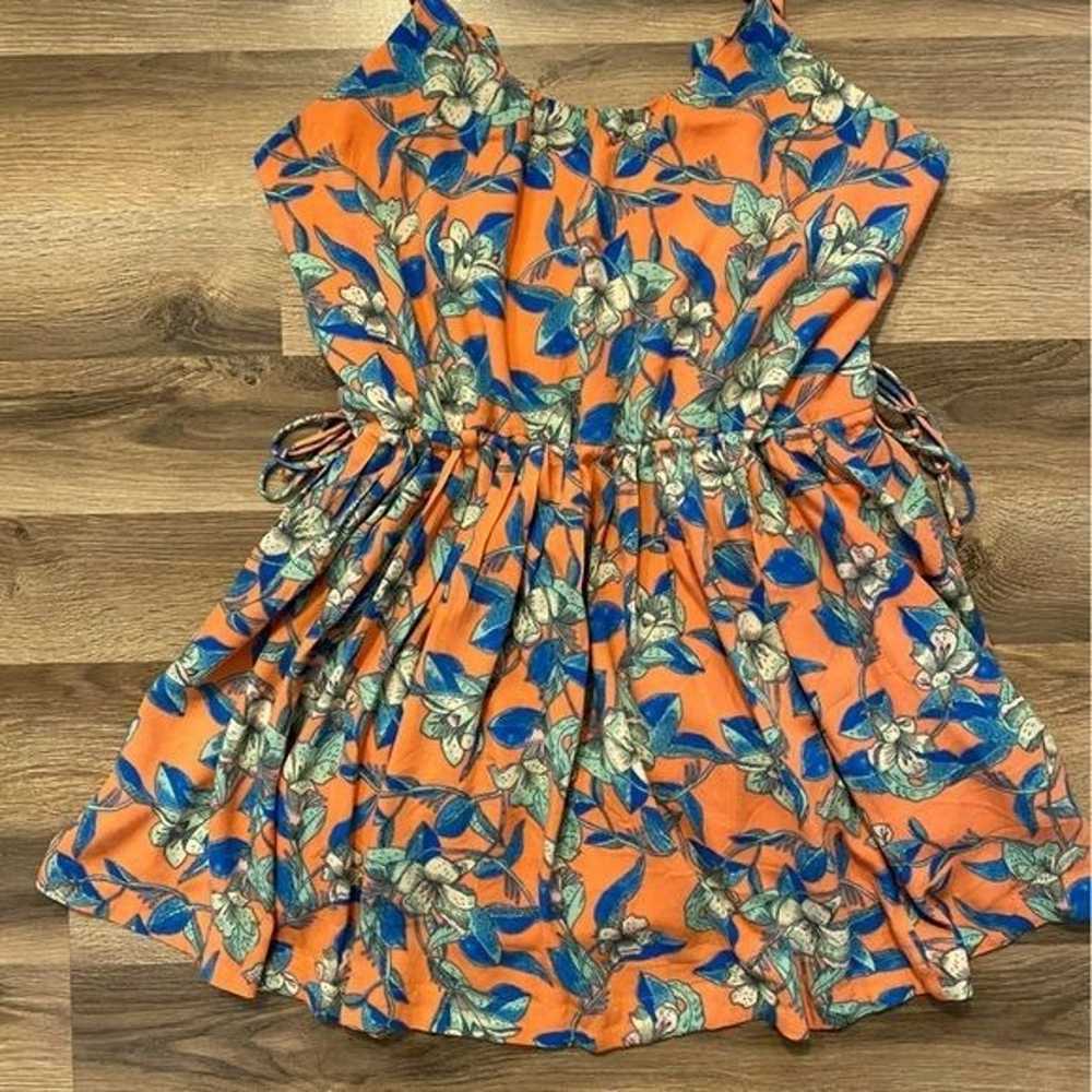 Free People Orange/Blue Floral Mini Dress - image 4