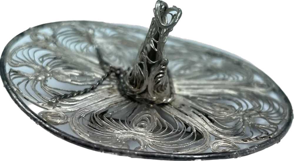 VIntage Sterling Silver Filigree Sombrero Brooch - image 3