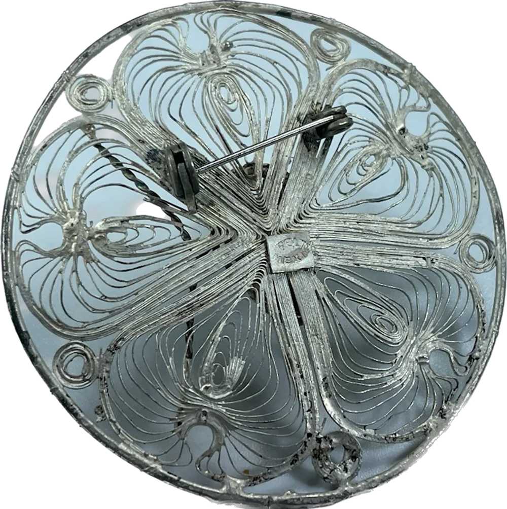 VIntage Sterling Silver Filigree Sombrero Brooch - image 5