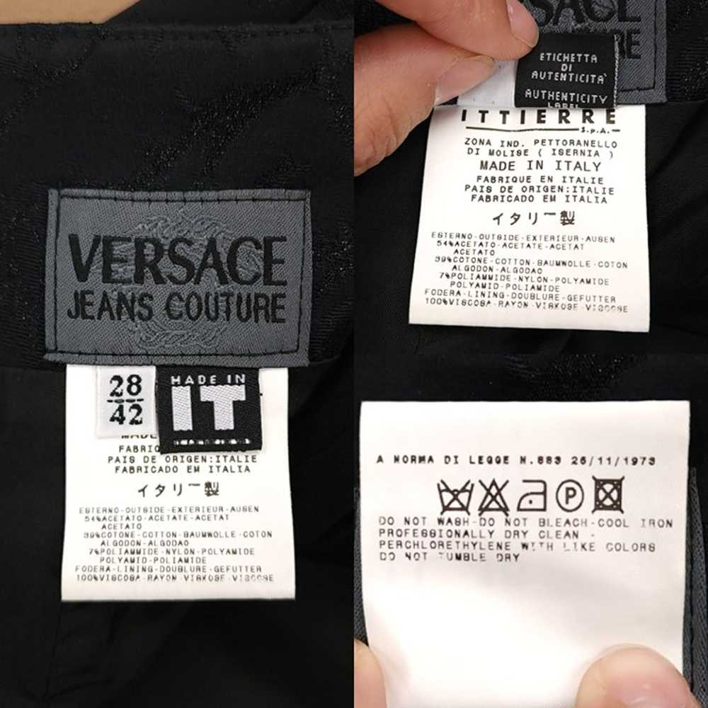 Versace Jeans Couture 42 Black Metallic Floral Vi… - image 12