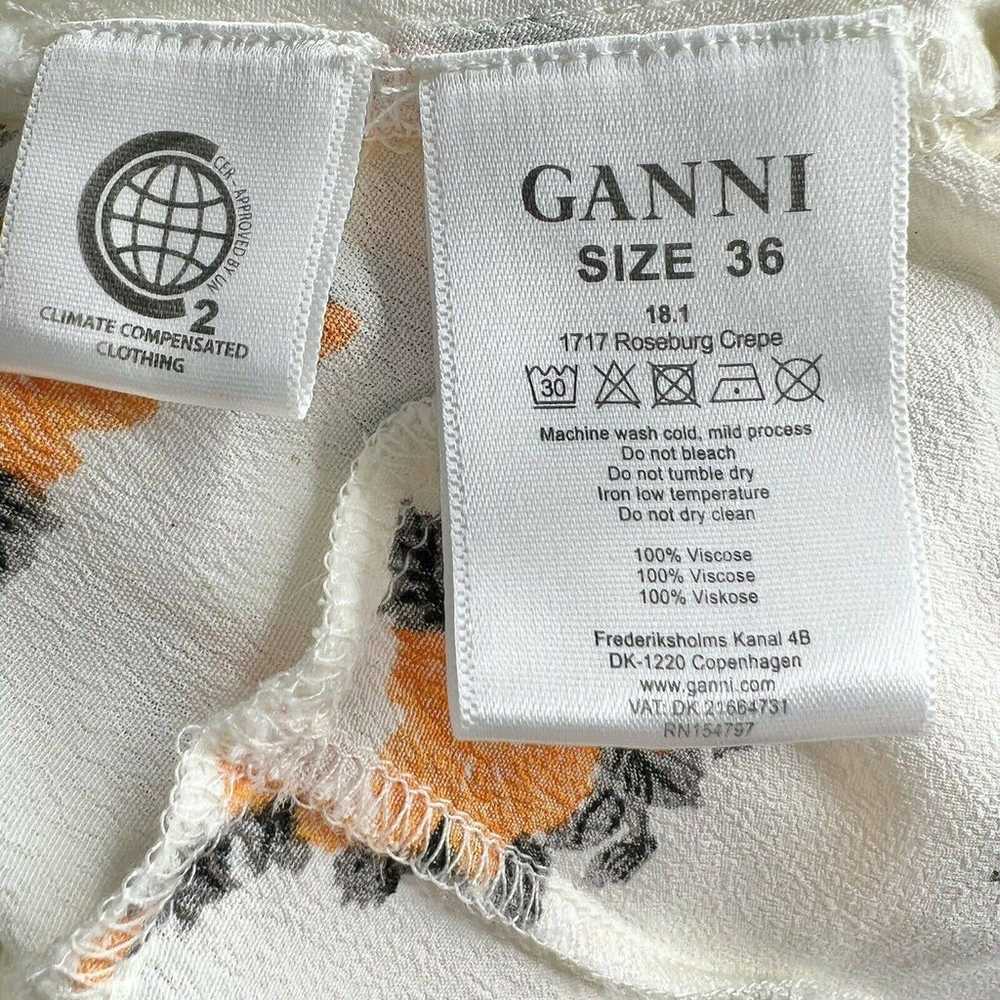 GANNI Roseburg White & Orange Floral Crepe Long S… - image 11