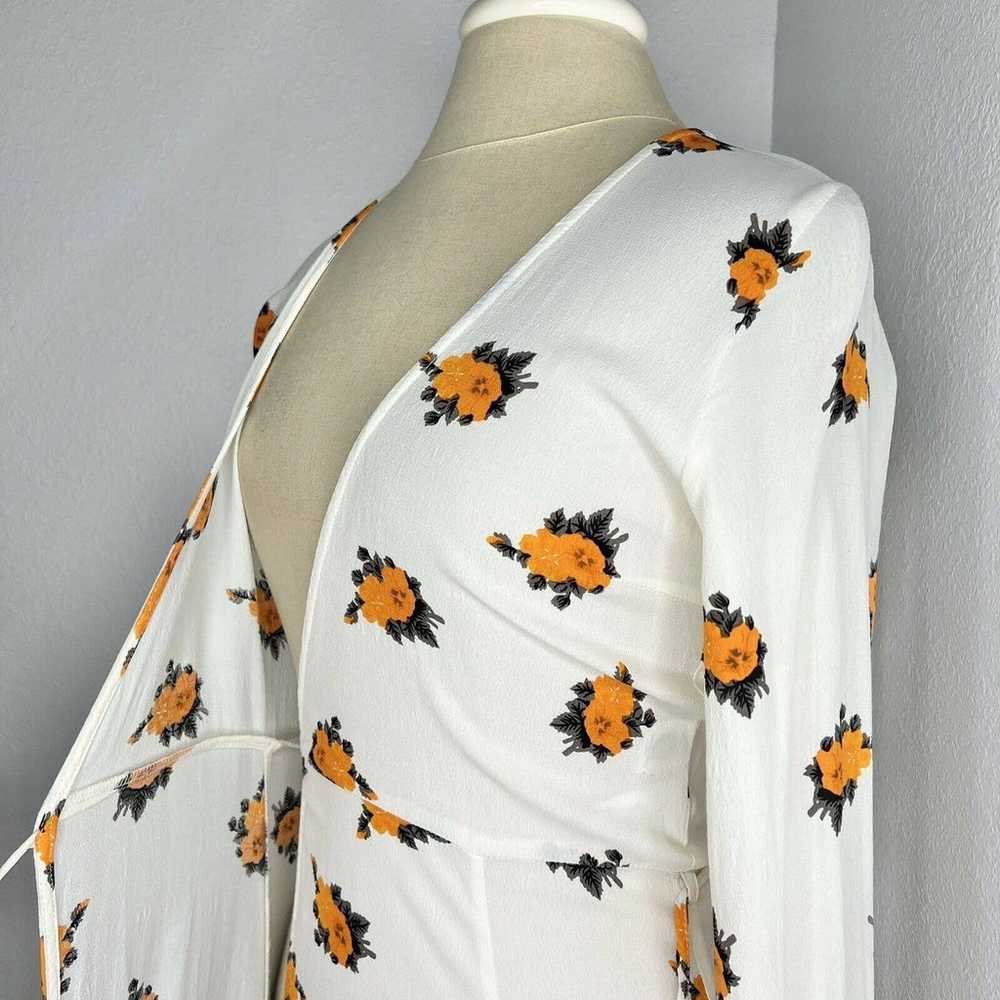 GANNI Roseburg White & Orange Floral Crepe Long S… - image 6