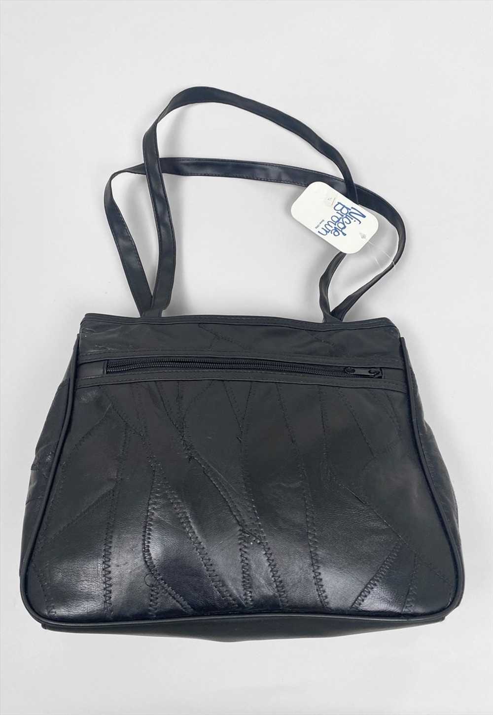 Nicole Brown 90's Vintage Black Leather Patchwork… - image 4