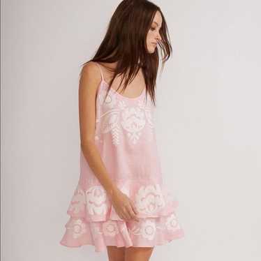 Cynthia Rowley Embroidered Linen Ruffle Slip Dress - image 1