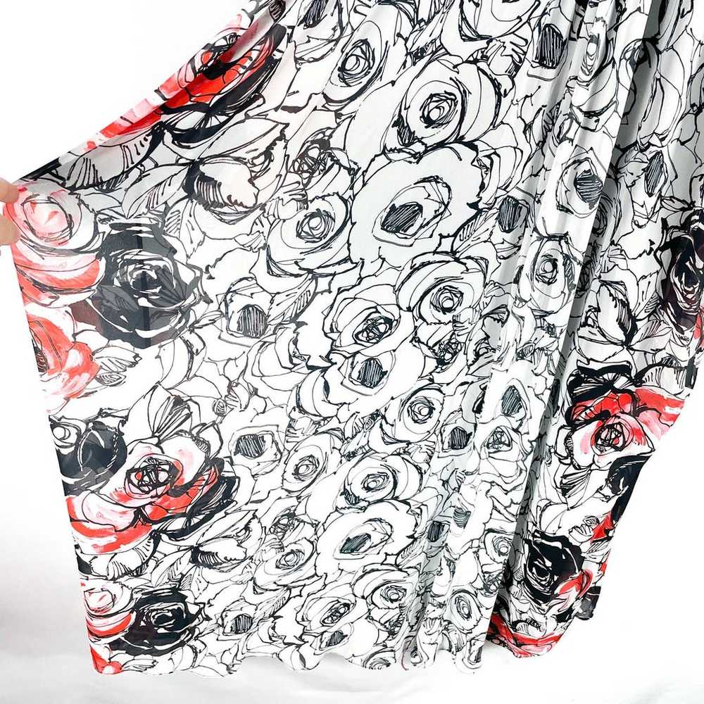 New Teri Jon Floral Caftan Gown V-Neck Black Whit… - image 6