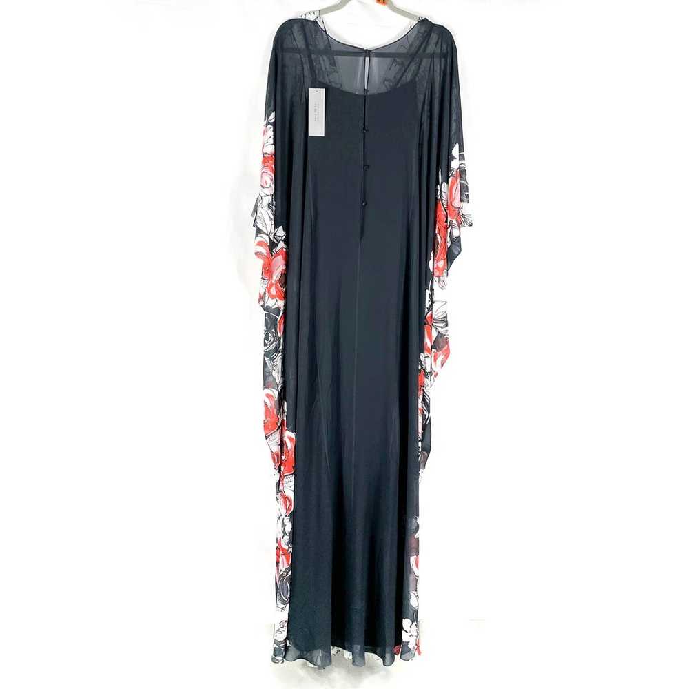 New Teri Jon Floral Caftan Gown V-Neck Black Whit… - image 7