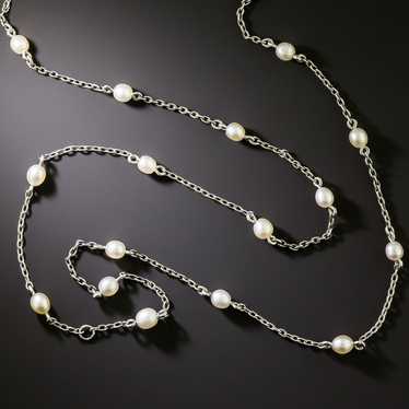 Edwardian Natural Pearl Infinity Necklace - image 1