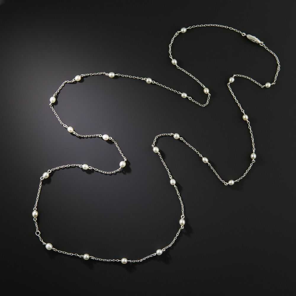 Edwardian Natural Pearl Infinity Necklace - image 2