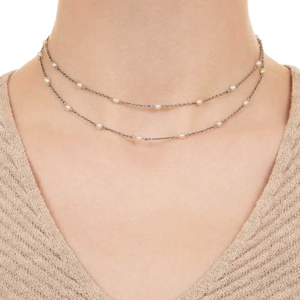 Edwardian Natural Pearl Infinity Necklace - image 4