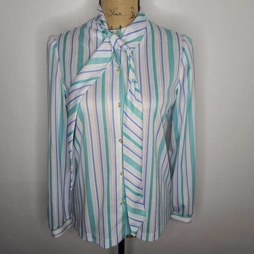 Vintage 60s 70s Pastel Striped Button Shirt - image 2