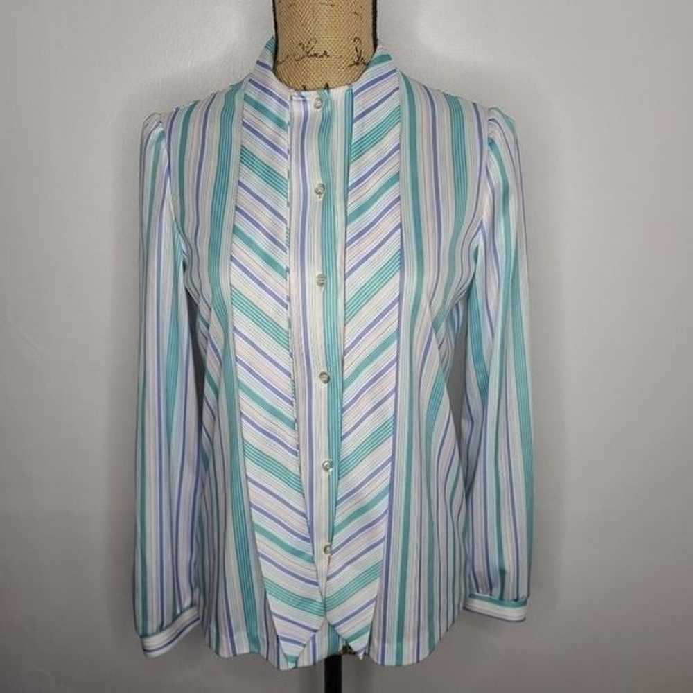 Vintage 60s 70s Pastel Striped Button Shirt - image 3