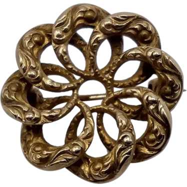 Flower knot 10k solid yellow gold lapel lapel pin 