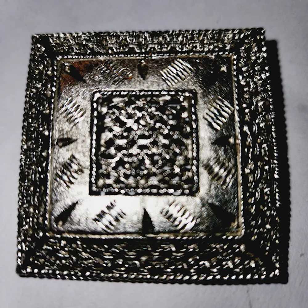 Pretty Vintage Stamped 9566 Silver Tons Geometric… - image 2