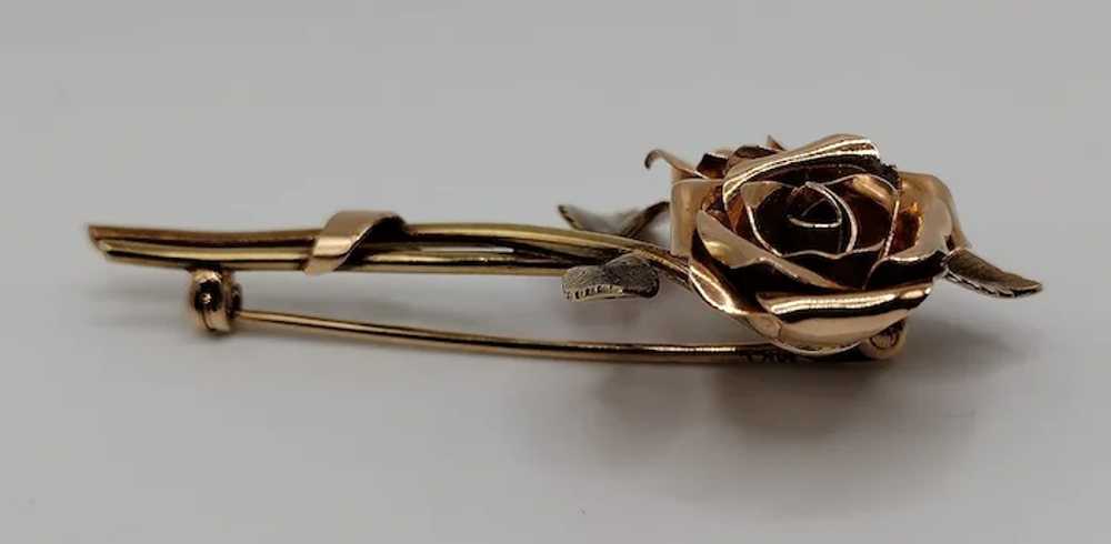 Rose flower 14k solid yellow gold rose gold lapel… - image 5