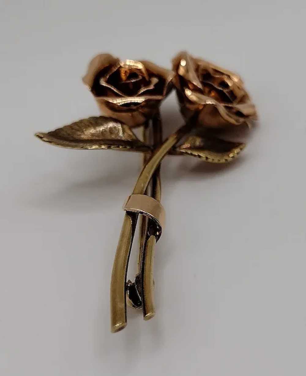 Rose flower 14k solid yellow gold rose gold lapel… - image 7