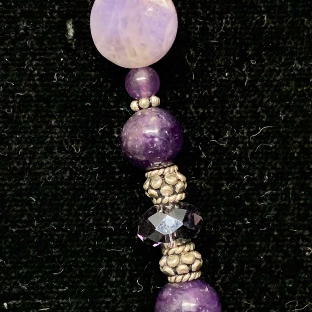 Vintage Sterling Silver with Amethyst Round Beads… - image 2