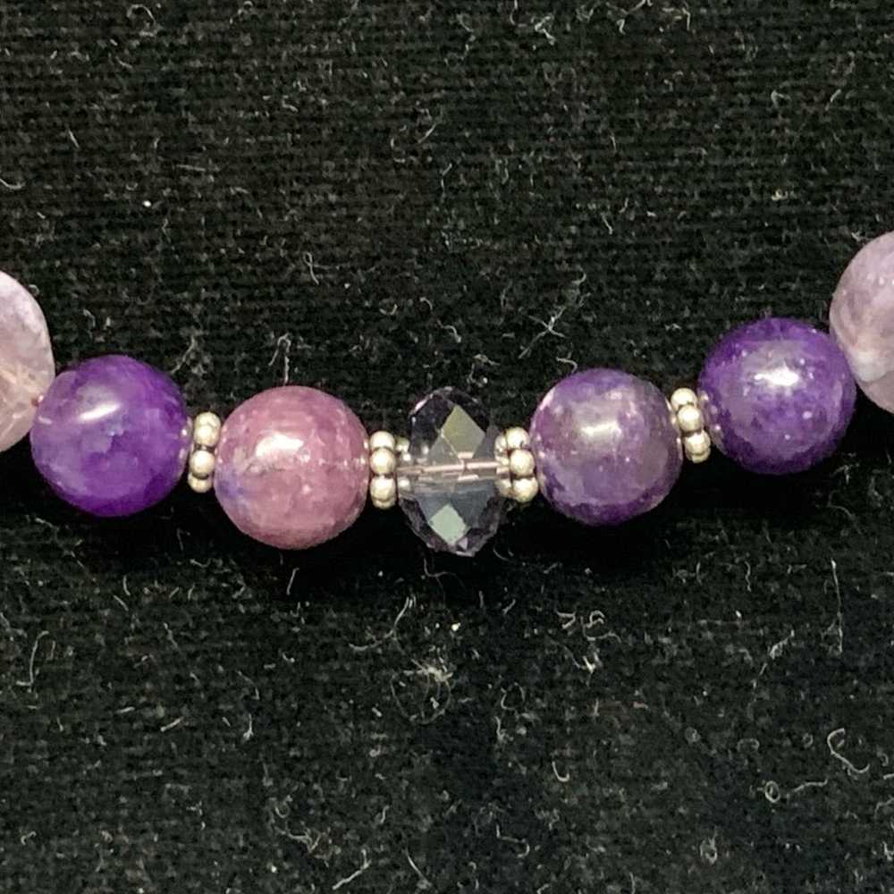 Vintage Sterling Silver with Amethyst Round Beads… - image 3
