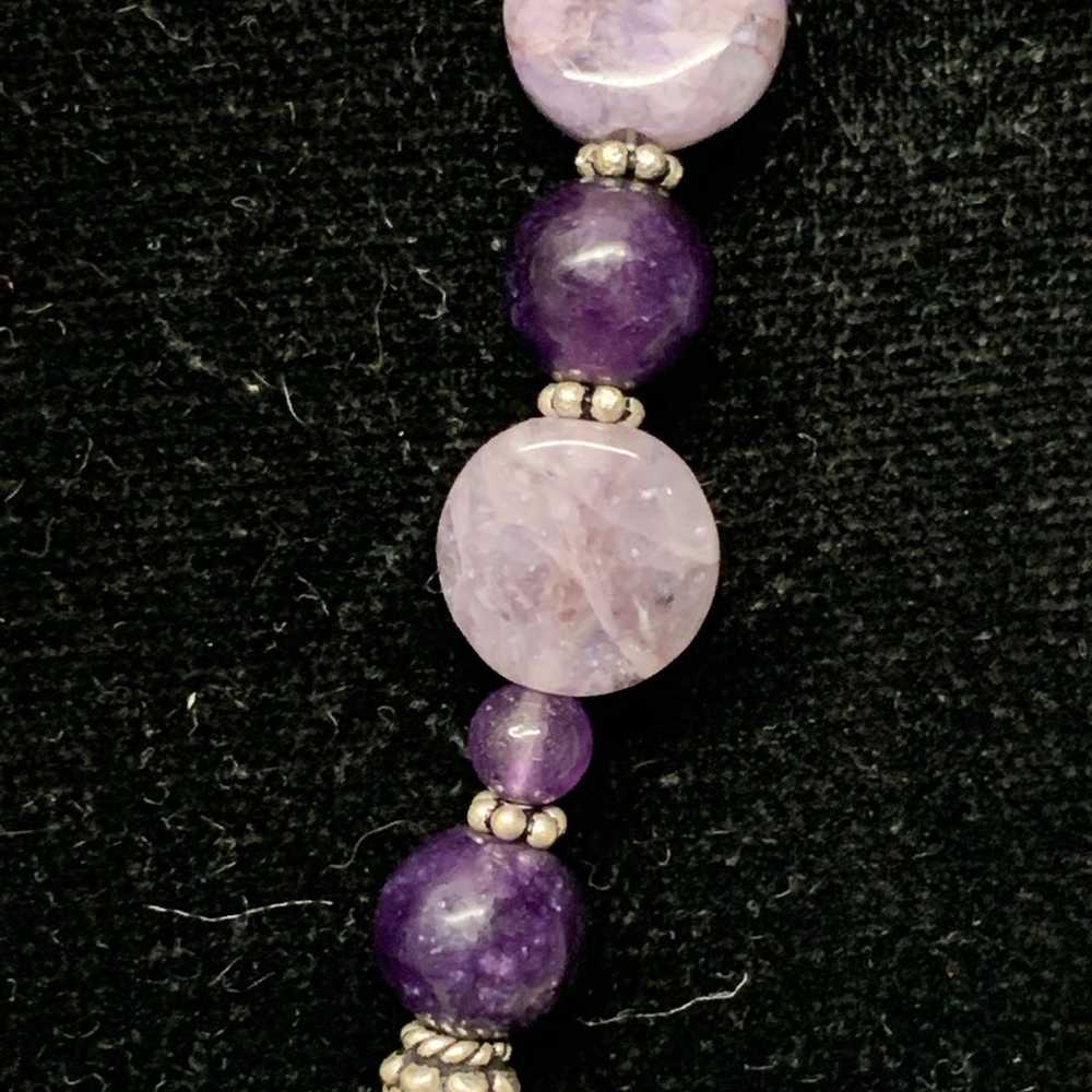 Vintage Sterling Silver with Amethyst Round Beads… - image 4