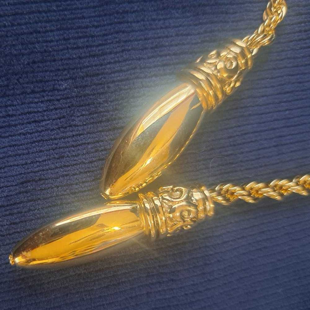 Vintage Gold Tone Adjustable Knot Tasel Pendant 3… - image 2