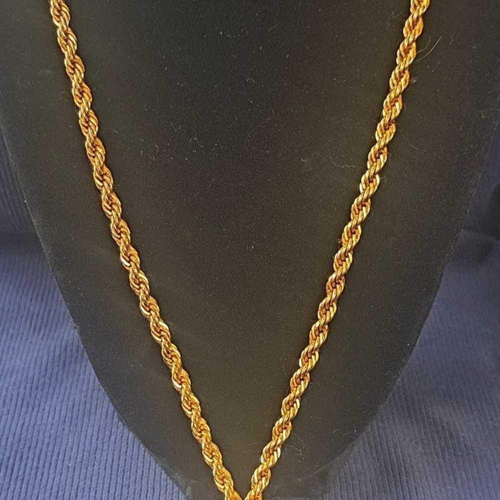 Vintage Gold Tone Adjustable Knot Tasel Pendant 3… - image 9